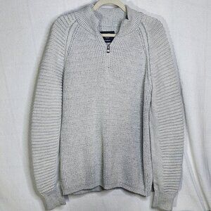 Rue21 Ice Gray Quarter Zip Chunky Ribbed LS Pullover Acrylic Poly Sweater Size M